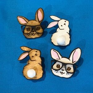 Adorable Bunny Wooden pin Set of 4